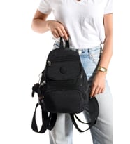 Kadın Sırt Çantası Kapaklı Model 30*25 Cm Hafif Klinkır Kumaş Spor Çantası Günlük Bayan Çantası (Siyah)