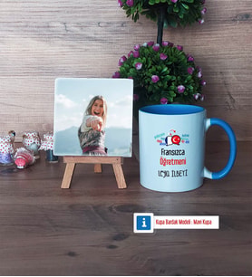 Fransızca Öğretmeni Fotoğraflı Dekoratif Taş, Kupa Bardak Beyaz Hediye Öğretmenler Günü Hediyesi (Model 4)