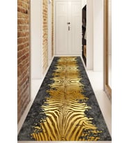 Dijital Baskılı Kaymaz Taban Yıkanabilir Modern Yolluk Ve Koridor Halısı NDU-HT-1101 (Gold)