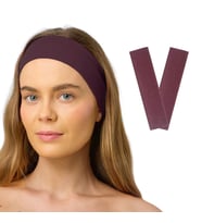 2'li Spor Saç Bantları - Elastik Kaymaz İnce Saç Ter Kafa Bandı Bandana, Kadın & Erkek Koşu Fitness Yoga Pilates Makyaj Yüz Yıkama Atletik Egzersiz Saç Bandı (Vişne Çürüğü)