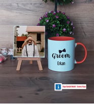 Groom Fotoğraflı Dekoratif Taş, Kupa Bardak Beyaz Hediye (Model 13)