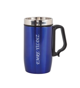 İsme Özel Kulplu Çelik Termos Bardak Siyah 240 ML (Lacivert)