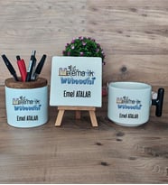 Matematik Mühendisi Hediye Sepeti Kupa Bardak T Kulplu, Kalemlik ve Dekoratif Taş Mühendisler Günü Hediyesi (Model 6)