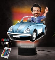 Doğum Günü Hediyesi,Sevgiliye Hediye, Kişiye Özel Fotoğraflı Üstü Açık Vosvos Karikatür 3D Led Lamba (RGB)