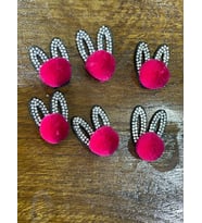 3 CM 6 ADET KEÇE TAŞLI TAVŞAN KULAĞI TOKA AKSESUAR AYAKKABI AKSESUAR APLİKE ARMA (Pembe)