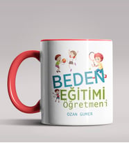 Kişiye Özel Beden Eğitimi Öğretmeni Tasarımlı Siyah Renk Kupa 5 (Kırmızı)