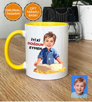 Kişiye Özel Karikatürlü Erkek Çocuğa Hediye Kupa Bardak Erkek Çocuk Hediyeleri Doğum Günü Hediyesi (Sarı)