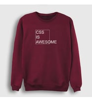 Presmono Unisex Beyaz Css Is Awesome Developer Yazılımcı Sweatshirt 357532tt (Bordo)