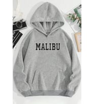 Unisex Malıbu Baskılı Oversize Sweatshirt (Gri)