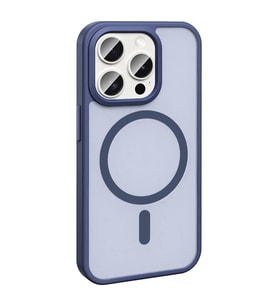 iPhone 15 Pro Max Kılıf Magsafe Şarj Özellikli Mat Arka Yüzey Sio Kılıf (Lacivert)