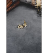 ENCİLİ SİLVER 925 Ayar Gümüş Taşlı Kuğu Model Çocuk J Küpe (Gold)