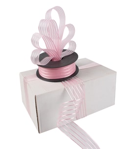 Şifon Çizgili Şeritli Kurdela 20 mt  2,5 cm (Pembe)