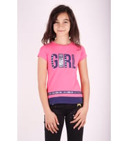 Toontoy Kız Çocuk Baskılı T-Shirt (Fuşya)