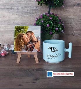 Eşe Hediye Mr Fotoğraflı Dekoratif Taş, Kupa Bardak Beyaz Hediye Yıl Dönümü Hediyesi (Model 12)