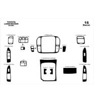 Meriç® Toyota Land Cruiser Ön Torpido Kaplama Maun 16 Parça 1998-2003 (Piano Black)