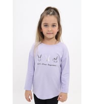 Toontoy Kız Çocuk Baskılı Tişört (Mavi)