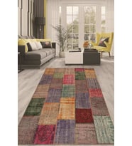 Dijital Kaymaz Taban Yıkanabilir Modern Renkli Salon Halısı Mutfak Halısı Yolluk ND-HT-1245 (Kırmızı)