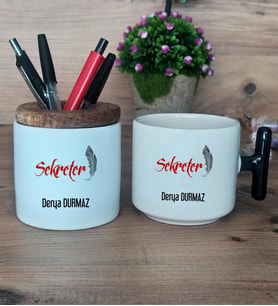 Kişiye Özel Sekreter Hediye Sepeti Kupa Bardak T Kulplu, Kalemlik Hediyeleri Sekretere Hediye (Model 6)