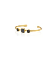 Kadir Jewellery 22 Ayar Altın Kaplama Zirkon Taşlı Ayarlanabilir Vintage Bilezik (Mor)