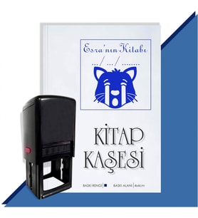 Kişiye Özel  Ağlayan Kedi Emoji Tarihli Kitap Kaşesi (Mavi)