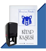 Kişiye Özel  Ağlayan Kedi Emoji Tarihli Kitap Kaşesi (Mavi)