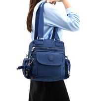 Omuz Çantası Çapraz Uzun Askılı Çok Cepli 30*25 Cm Yağmur Geçirmez İçi Astarlı Klinkır Kumaş (Lacivert)
