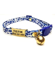 Güvenlik kilitli ( safety click ) Kedi tasması, kedi künyesi, kedi isimlik, sallanmayan kedi künyesi, isimli kedi tasması (Mavi)
