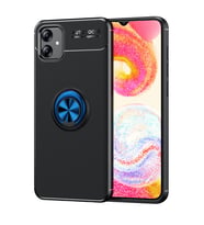 Galaxy A04E Kılıf Zore Ravel Yüzüklü Silikon Kılıf (Siyah-Mavi)