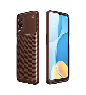 Oppo Reno A54 4G Kılıf Karbon Silikon Case (KAHVE)