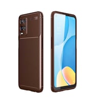 Oppo Reno A54 4G Kılıf Karbon Silikon Case (KAHVE)