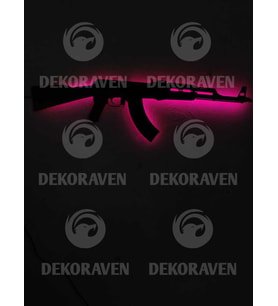 Ak-47 Led Işıklı Tablo (Pembe)