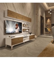 Decoraktiv Eko 5 Mdf Dvd Gold Tv Ünitesi Tv Sehpası - Parlak Beyaz (Beyaz - Pera)