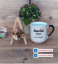 Anestezi Uzmanı Kupa Bardak Beyaz ve Fotoğraflı Ahşap Anahtarlık Hediye (Model 10)