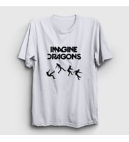 Presmono Unisex Sarı World Imagine Dragons T-Shirt 82867tt (Beyaz)