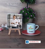 Ziraat Mühendisi Fotoğraflı Dekoratif Taş, Ahşap Altlıklı Türk Kahvesi Fincanı Hediye (Model 8)