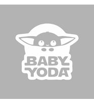 Baby Yoda Araba Stickeri siyah 16x14 CM (Beyaz)