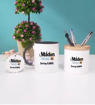 Maden Mühendisi Kupa Bardak Kırmızı Kalemlik ve Anahtarlık (Model 6)