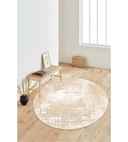 Dijital Baskılı Kaymaz Taban Yıkanabilir Yuvarlak Salon Halısı Koridor Halısı Paspas NDY-HT-50 (Krem)
