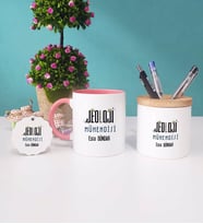 Jeoloji Mühendisi Kupa Bardak Kırmızı Kalemlik ve Anahtarlık (Model 4)