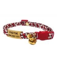 Güvenlik kilitli ( safety click ) Kedi tasması, kedi künyesi, kedi isimlik, sallanmayan kedi künyesi, isimli kedi tasması (Kırmızı-Beyaz)