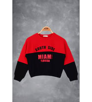 Toontoy Kız Çocuk Mıamı Baskılı Sweatshirt (Kırmızı)