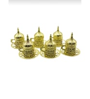 Eskitme model 6 Kisilik Fincan Hediye Sunum Paketi (Gold)