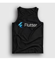 Presmono Unisex Beyaz Logo Flutter Yazılım Programlama Atlet 442703tt (Siyah)
