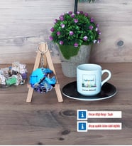 Laborant Türk Kahvesi Fincanı Ahşap Altlıklı ve Fotoğraflı Ahşap Anahtarlık Hediye (Model 7)