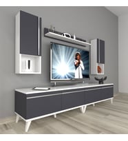 Decoraktiv Eko 5200TA Mdf Retro Tv Ünitesi Tv Sehpası (Beyaz - Antrasit)