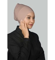 Hazır Pratik Geçmeli Uzun Boru Tesettür Bonesi (Pudra)