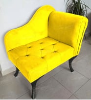 Yeni Model Ters Kol Tekli Köşe Koltuğu Josefin Bench Siyah Ayak (Sarı)