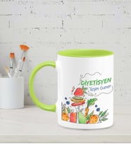Kişiye Özel Diyetisyen Tasarımlı Siyah Kupa (Yeşil-Beyaz)