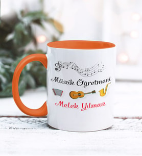 Müzik Öğretmeni Tasarımlı Kişiye Özel Kupa Bardak (Turuncu)
