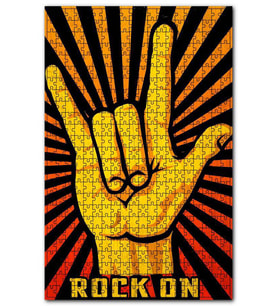 Cakapuzzle Sarı Kırmızı El Rock Görseli Puzzle Yapboz MDF (Ahşap) (1000 Parça)